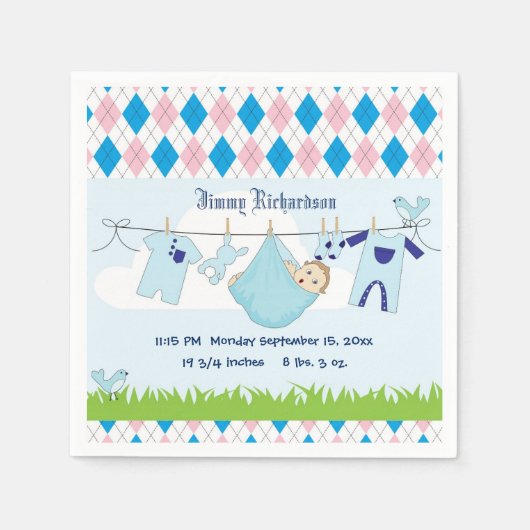 Niedliche Baby Boy Kleidung Line Serviette (Vorderseite)