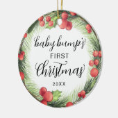 Niedliche Baby Bump's First Christmas Holiday Kera Keramik Ornament (Links)