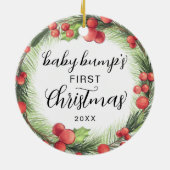 Niedliche Baby Bump's First Christmas Holiday Kera Keramik Ornament (Hinten)