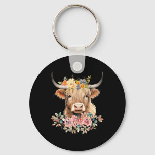 Niedliche Baby Cow Blume Weihnachten Schlüsselanhänger