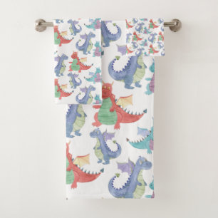Niedliche Baby Dragons Happy Dancing Funny Cartoon Badhandtuch Set
