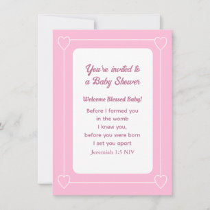 Niedliche Baby Dusche Bibel Verse Light Pink Einfa Einladung