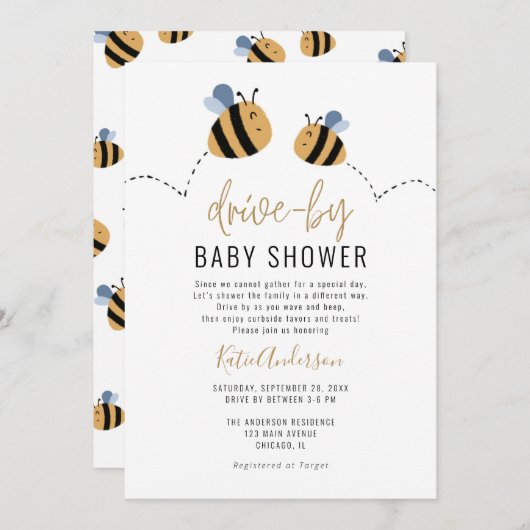 Niedliche Baby-Dusche Einladung (Vorne/Hinten)