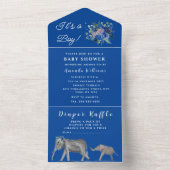 Niedliche Baby Dusche Elefant Es ist ein Boy Flora All In One Einladung (Innen Boden)