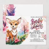 Niedliche Baby-Dusche für Hirsche Einladung (Vorne/Hinten)