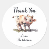 Niedliche Baby-Dusche für Jungtiere der Jungkühe V Runder Aufkleber (Vorderseite)