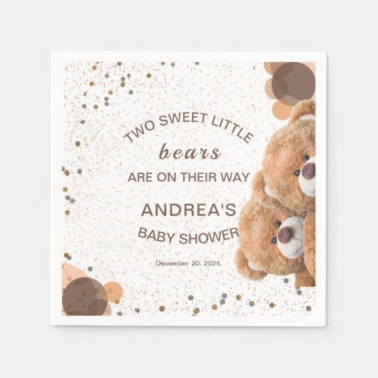 Niedliche Baby-Dusche für zwei Bären Serviette (Vorderseite)