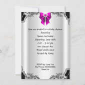 Niedliche Baby Dusche Girl Hot Pink High Heel Blüt Einladung (Rückseite)