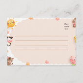 Niedliche Baby-Dusche-UAWG für Landtiere Begleitkarte (Rückseite)