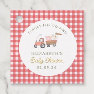 Niedliche Baby-Dusche von Zuchttieren Barnyard Geschenkanhänger