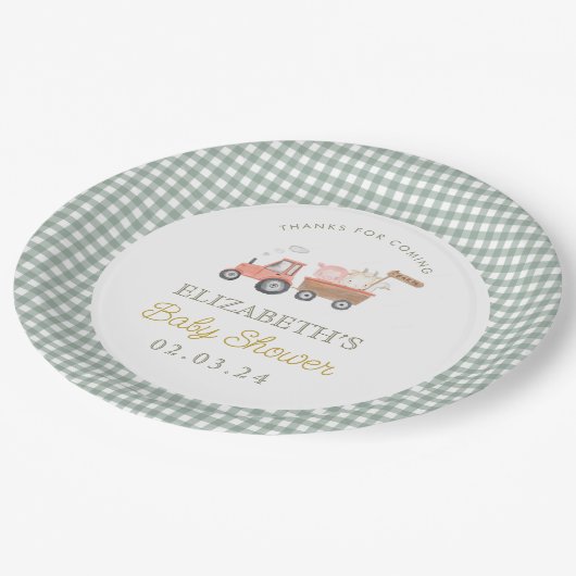 Niedliche Baby-Dusche von Zuchttieren Barnyard Pappteller (Schrägansicht)