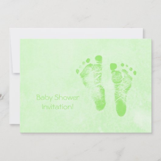Niedliche Baby-Duschen-neue Baby-Abdrücke im Grün Einladung (Vorderseite)