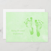 Niedliche Baby-Duschen-neue Baby-Abdrücke im Grün Einladung (Vorne/Hinten)