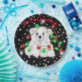 Niedliche Baby-Eisbär-Weihnachtslichter Sternennac Pappteller (Party)