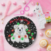 Niedliche Baby-Eisbär-Weihnachtslichter Sternennac Pappteller (Party)
