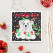 Niedliche Baby-Eisbär-Weihnachtslichter Sternennac Serviette (Beispiel)