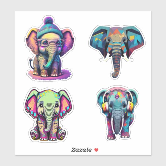 Niedliche Baby Elephant Adorable Digital Illustrat Aufkleber (Blatt)