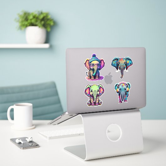 Niedliche Baby Elephant Adorable Digital Illustrat Aufkleber (Laptop auf Schreibtisch)