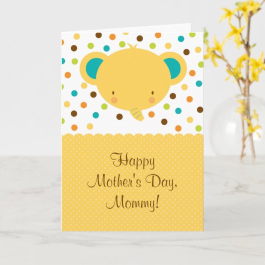 Niedliche Baby Elephant Happy Mother Day Card Karte (Gelbe Blume)