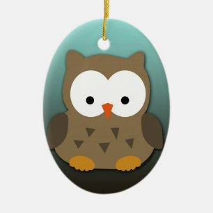 Niedliche Baby-Eule personalisiert Keramikornament