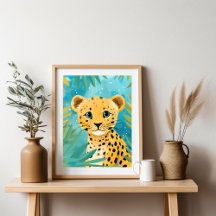 Niedliche Baby Gepard mit Blue Eyes Poster