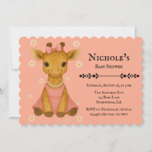 Niedliche Baby Giraffe in Pink Girl Baby Dusche