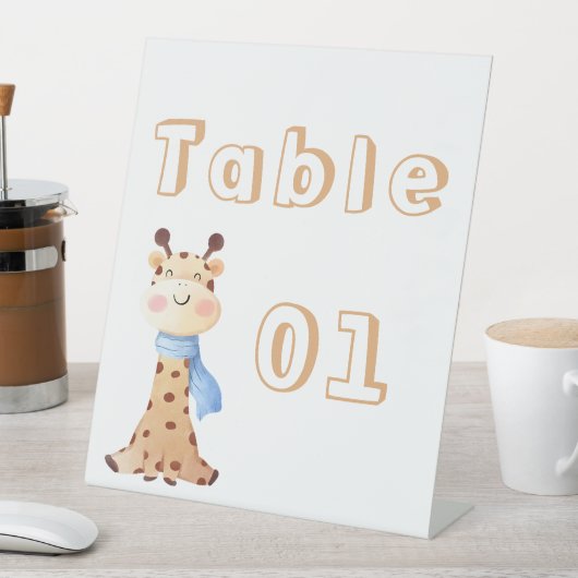 Niedliche Baby-Giraffen-Tischnummern Sockelschild (In Situ)