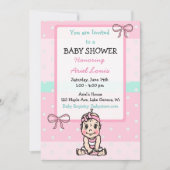 Niedliche Baby Girl Babydusche Einladung (Vorderseite)
