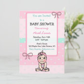 Niedliche Baby Girl Babydusche Einladung (Stehend Vorderseite)