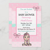 Niedliche Baby Girl Babydusche Einladung (Vorne/Hinten)