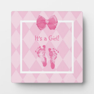 Niedliche Baby Girl Footprints Fotoplatte