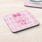 Niedliche Baby Girl Footprints Getränkeuntersetzer (Linke Seite)