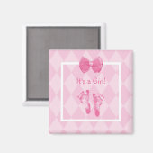 Niedliche Baby Girl Footprints Magnet (Vorderseite/Rückseite)