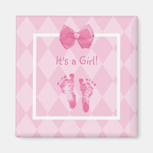 Niedliche Baby Girl Footprints Magnet (Vorne)