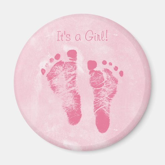 Niedliche Baby Girl Footprints Magnet (Vorne)