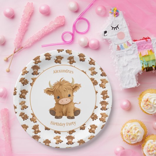Niedliche Baby Highland Kuh Paper Teller (Party)