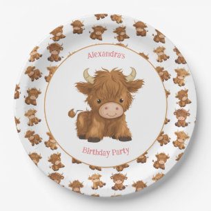 Niedliche Baby Highland Kuh Paper Teller