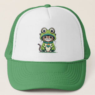 Niedliche Baby-Katze mit Froschhut Truckerkappe