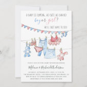 Niedliche Baby-Kleidung Geschlecht zeigen Party Ba Einladung (Vorderseite)