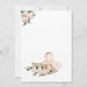 Niedliche Baby-Körbe Blumenmuster Pink Baby-Dusche Einladung (Rückseite)