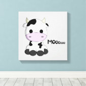 Niedliche Baby Kuh Cartoon Kinder gepackt Leinwand (Insitu (Holzboden))