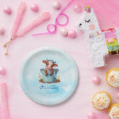Niedliche Baby Kuh in Eimer Blue Baby Dusche Ihr J Pappteller (Party)