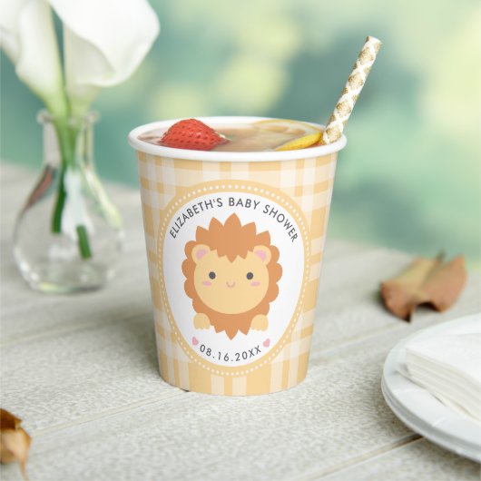 Niedliche Baby Lion Cub Gender Neutral Baby Dusche Pappbecher (In Situ)