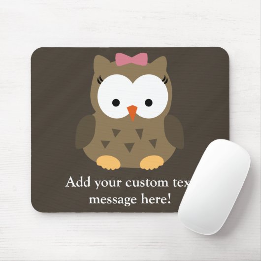 Niedliche Baby-Mädchen-Eule mit rosa Bogen Mousepad (Mit Mouse)