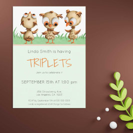 Niedliche Baby Owls Geschlechtsneutrale Babydusche Einladung