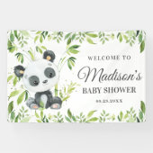 Niedliche Baby Panda Bear Cub Grüne Bamboo Hinterg Banner (Horizontal)