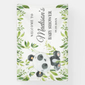 Niedliche Baby Panda Bear Cub Grüne Bamboo Hinterg Banner (Vertikal)