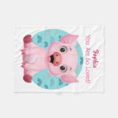 Niedliche Baby Pig Art, Name und Botschaft des Kin Fleecedecke (Vorderseite (Horizontal))
