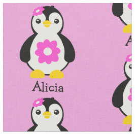 Niedliche Baby-Pinguine mit rosa Blume Stoff