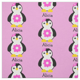 Niedliche Baby-Pinguine mit rosa Blume Stoff
